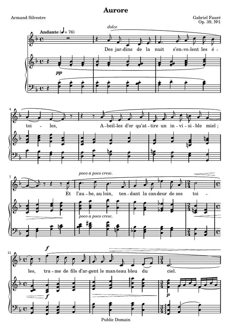 Первая страница нот «Aurore»