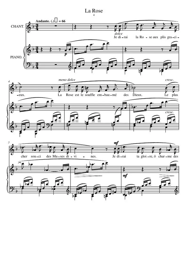 Первая страница нот «La Rose»