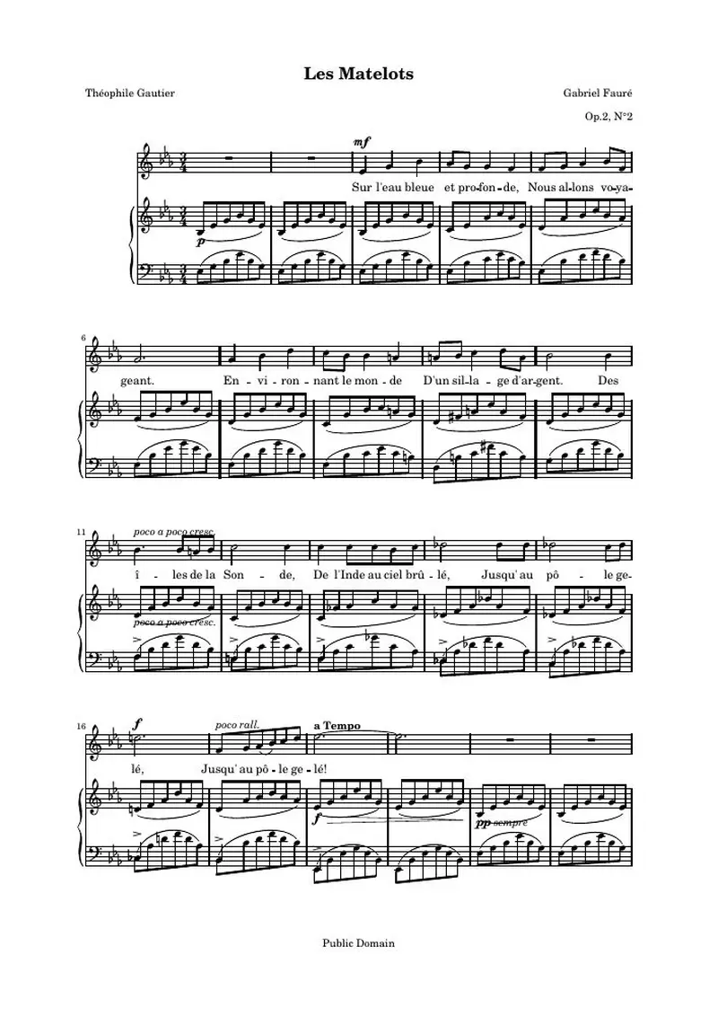 Первая страница нот «Les matelots»