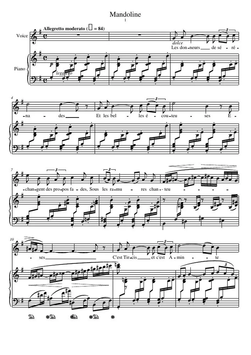 Первая страница нот «Mandoline»