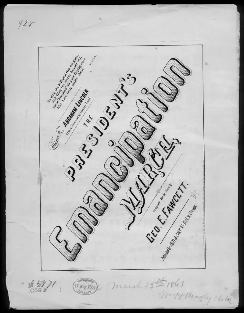 Первая страница нот «The President's emancipation Марш»