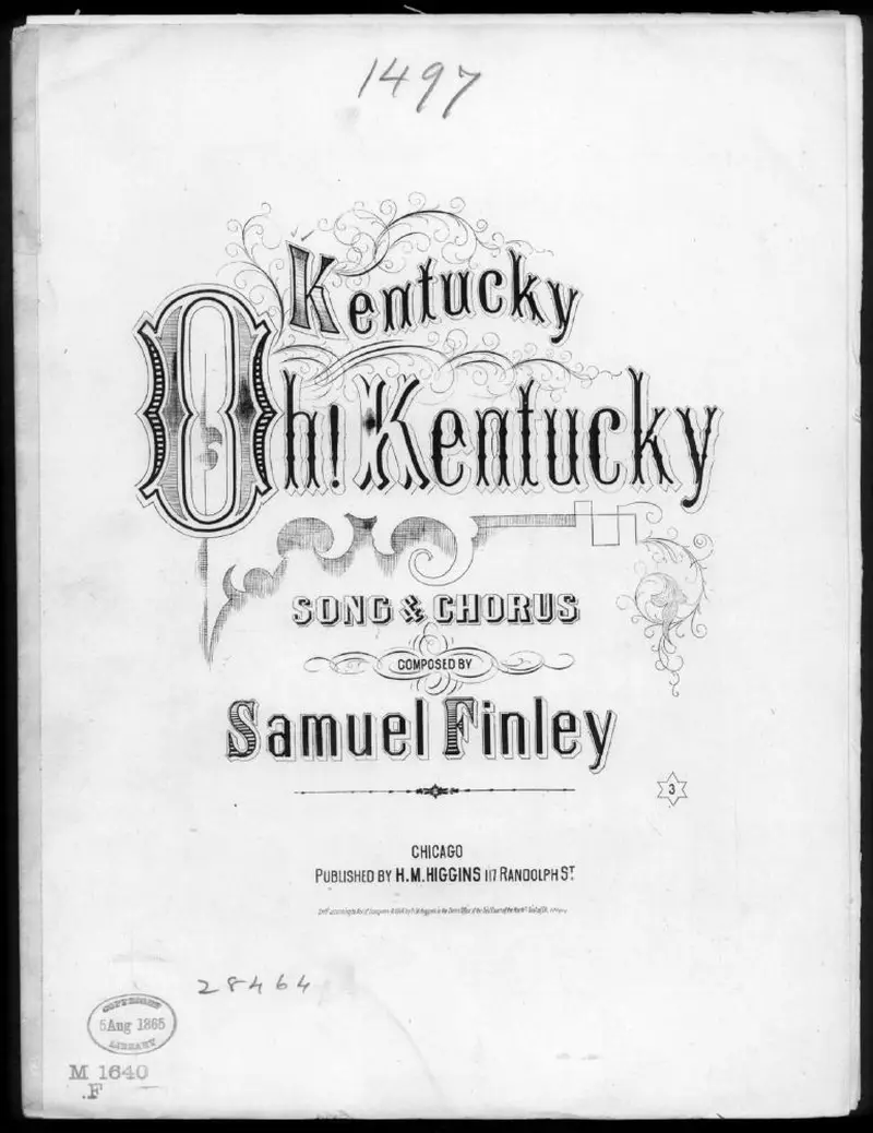 Первая страница нот «Kentucky! Oh, Kentucky!»