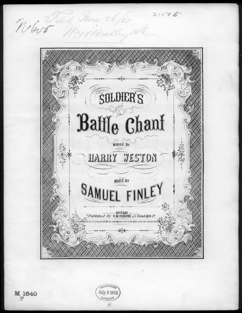 Первая страница нот «The Soldier's battle chant»