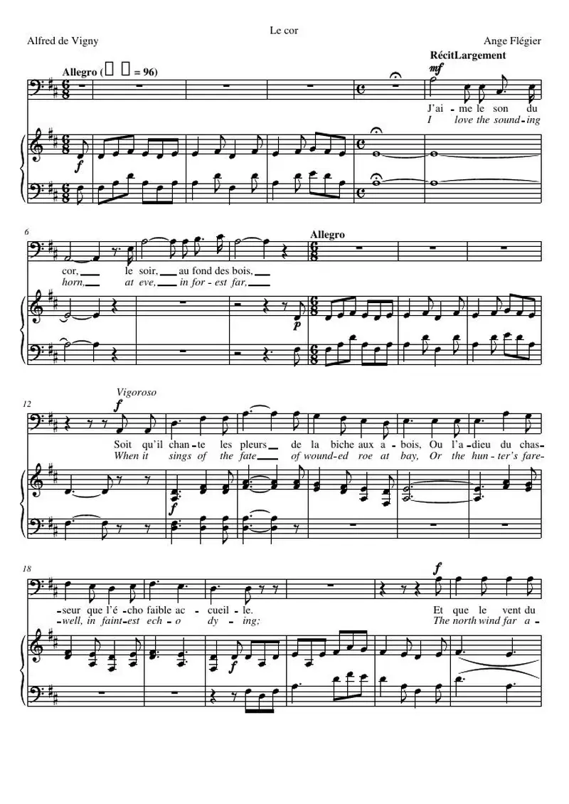 Первая страница нот «Le cor»