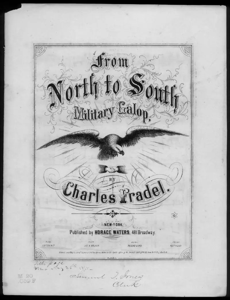 Первая страница нот «From north to south, military galop»