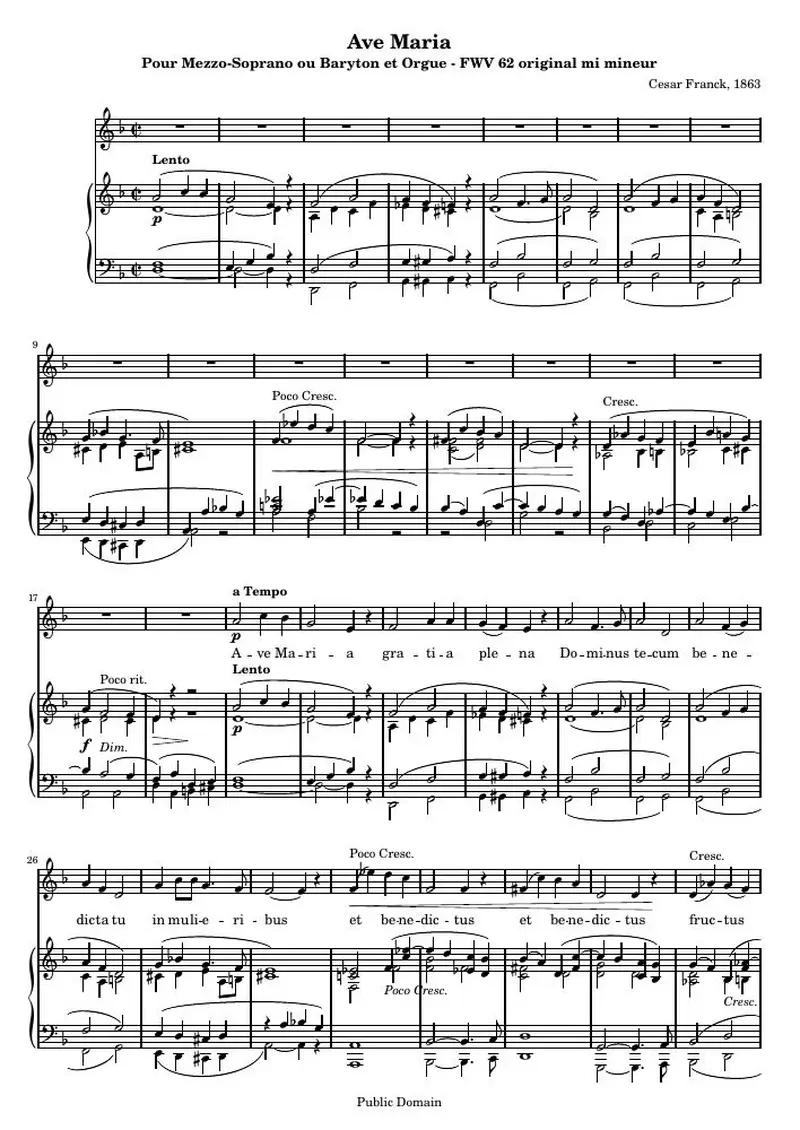 Первая страница нот «Аве Мария (FWV 62) — franck_ave_maria_D»