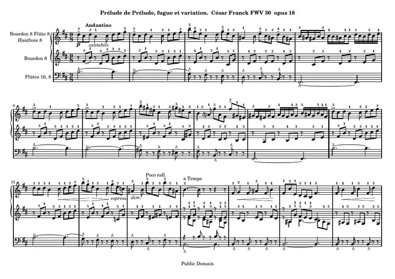 Первая страница нот «Прелюдия (FWV 30)»
