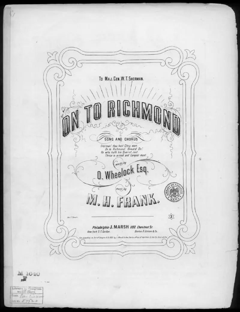 Первая страница нот «On to Richmond»