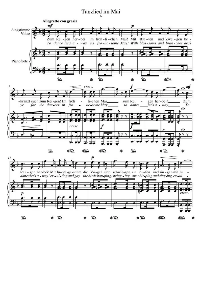 Первая страница нот «Tanzlied im Mai»
