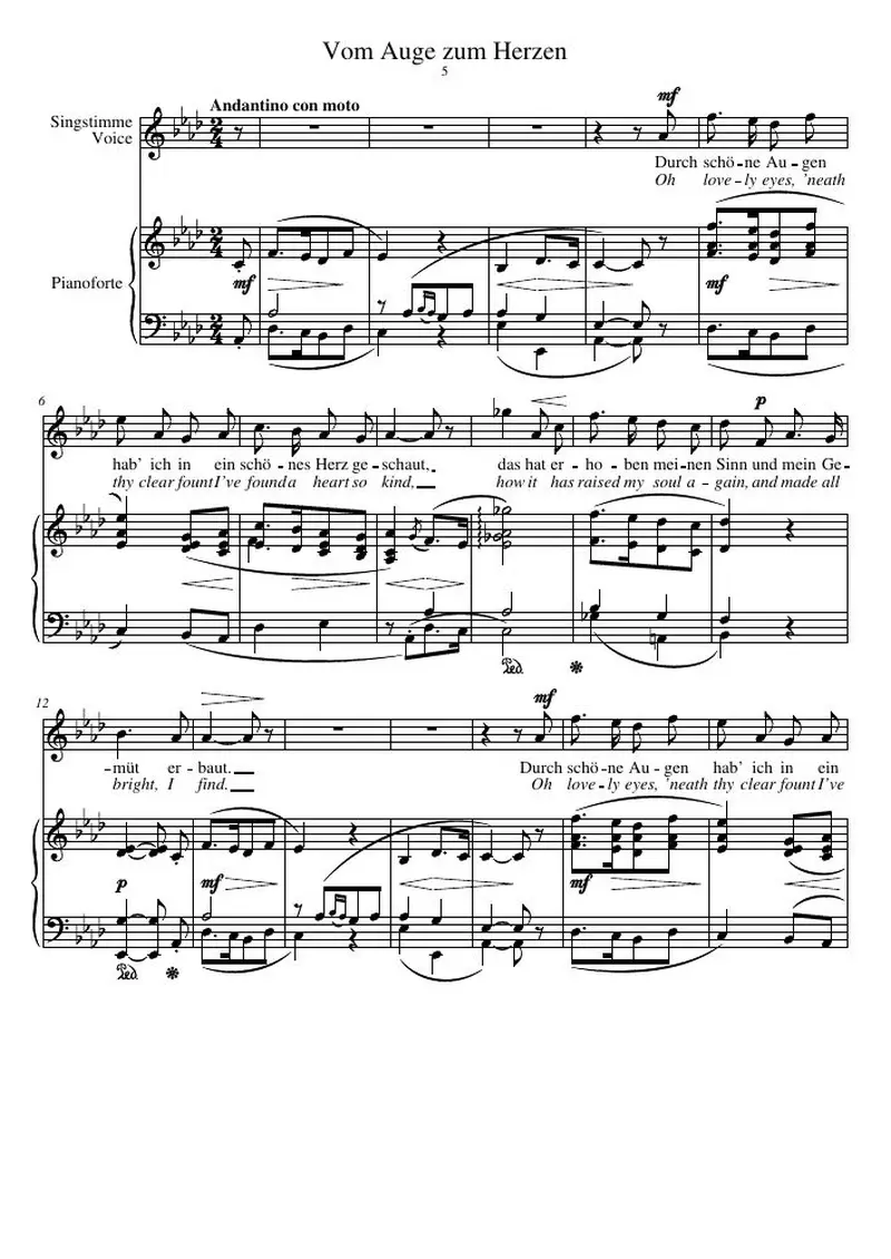 Первая страница нот «Vom Auge zum Herzen»