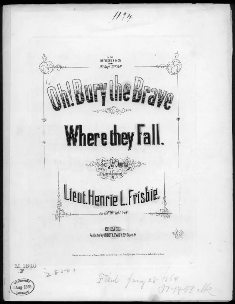 Первая страница нот «Bury the brave where they fall»
