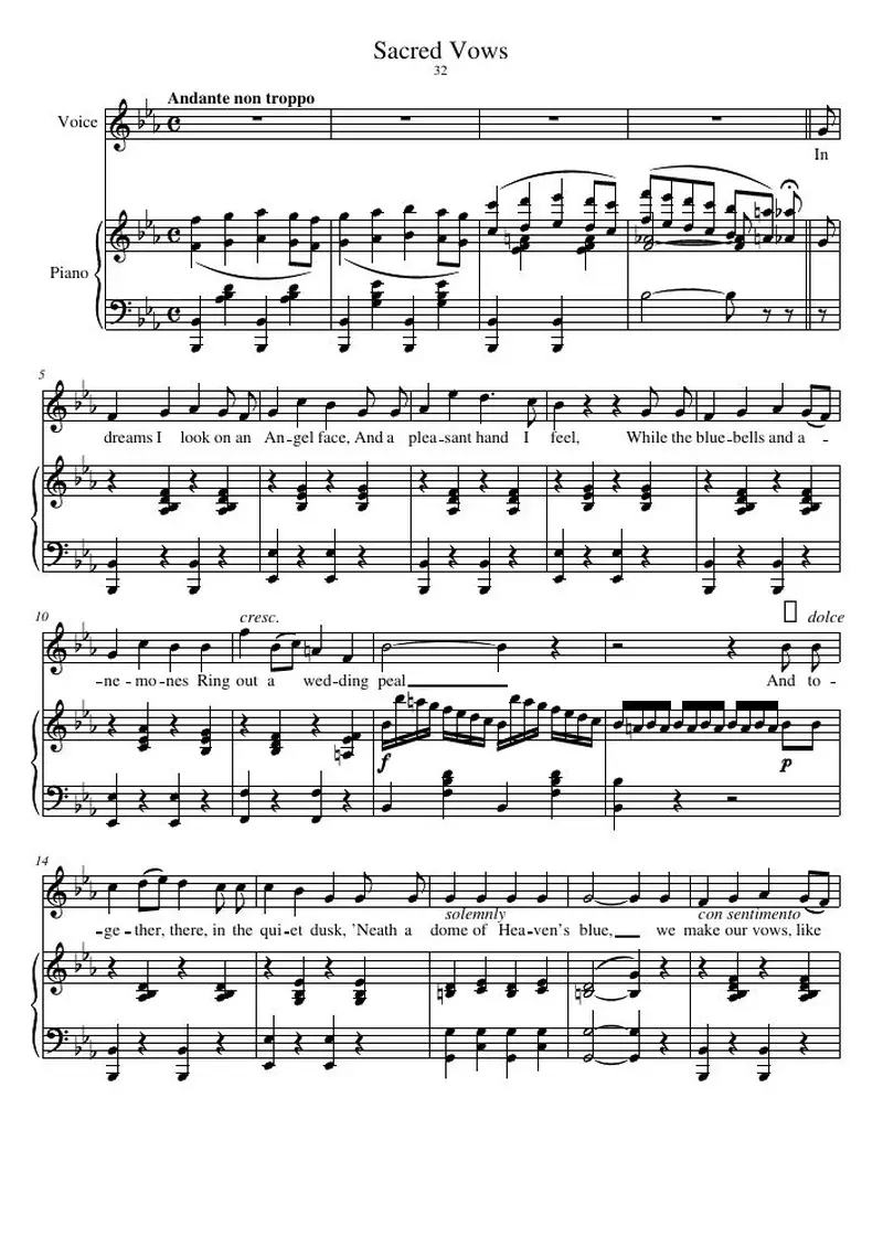 Первая страница нот «Sacred Vows»