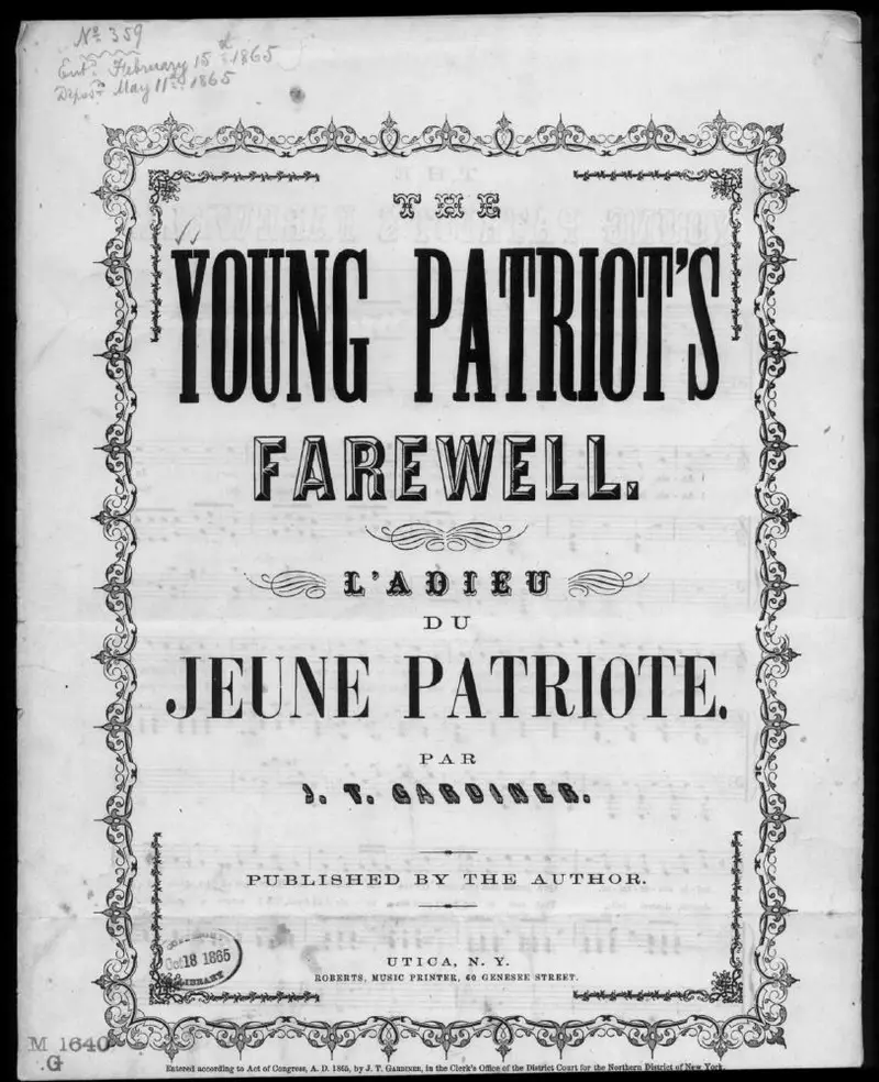 Первая страница нот «The young patriot's farewell»