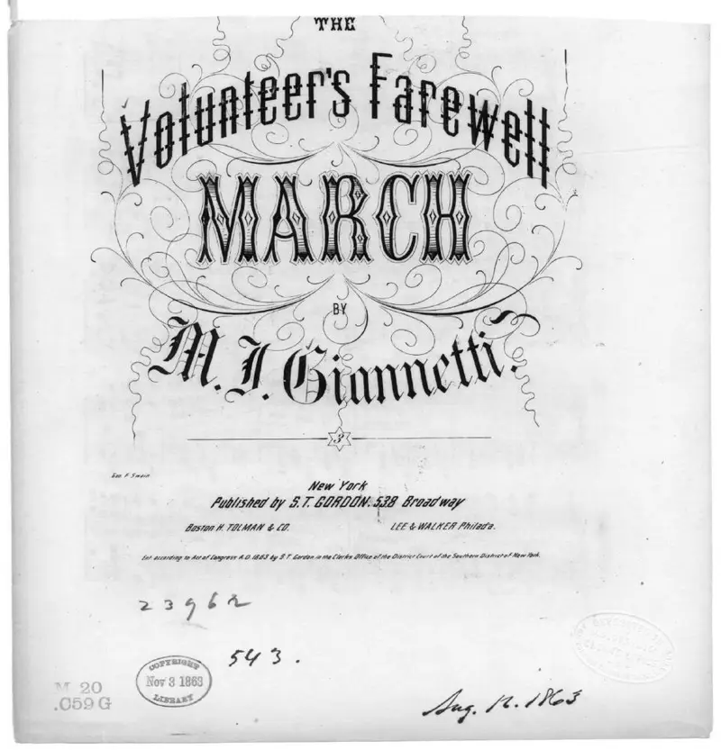 Первая страница нот «The Volunteer's farewell, Марш»