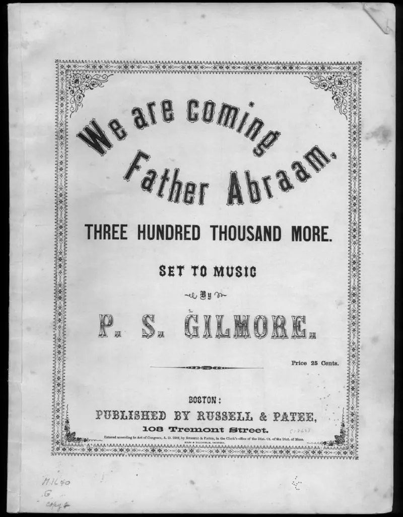 Первая страница нот «We are coming, father Abraam, three hundred thousand more»