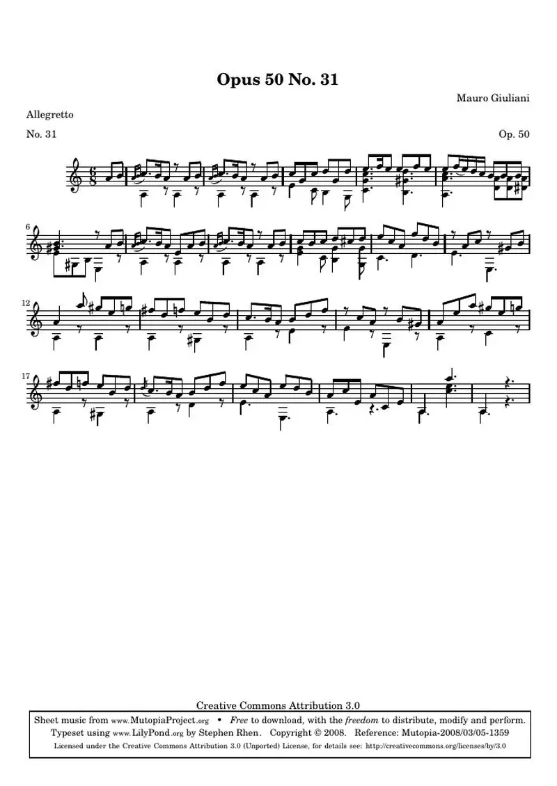 Первая страница нот «Opus 50 № 31»