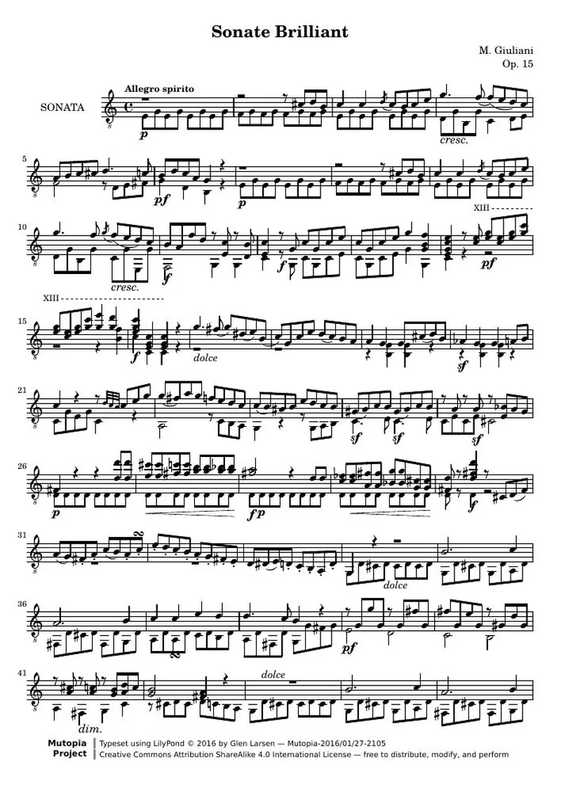 Первая страница нот «Sonate Brilliant»