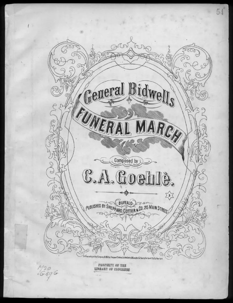 Первая страница нот «General Bidwell's funeral Марш»