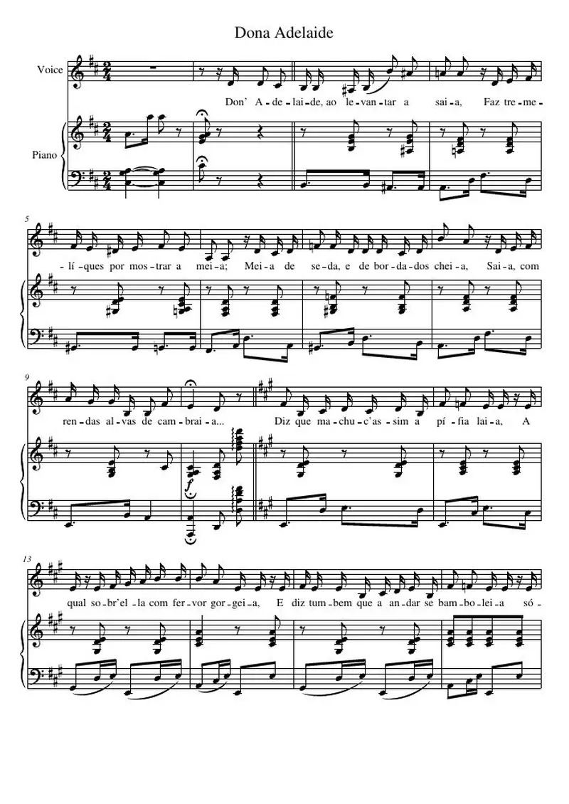 Первая страница нот «Dona Adelaide»
