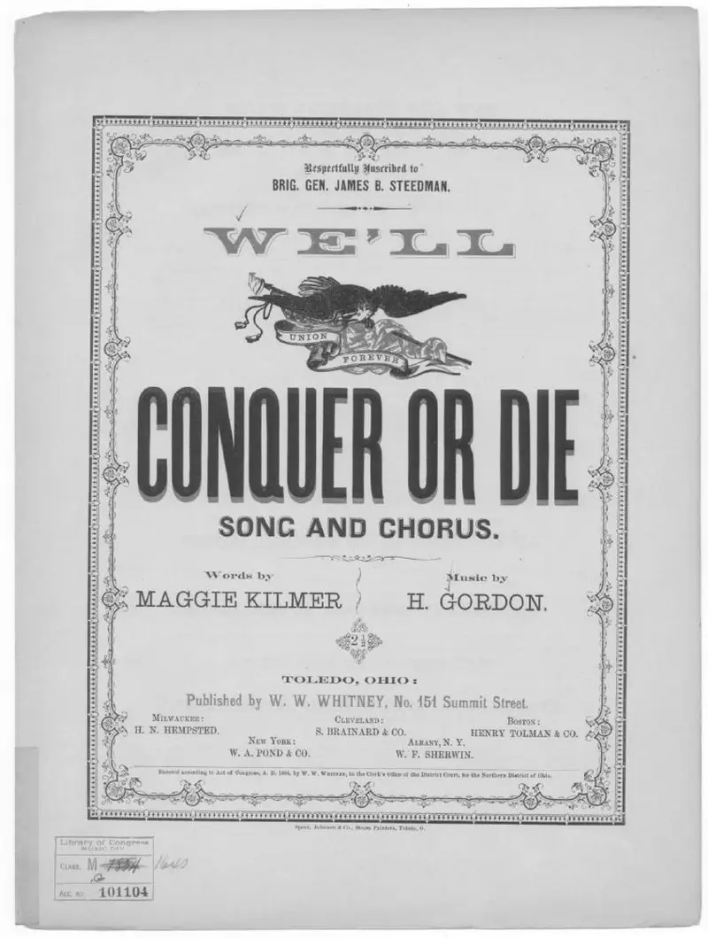 Первая страница нот «We'll conquer or die»