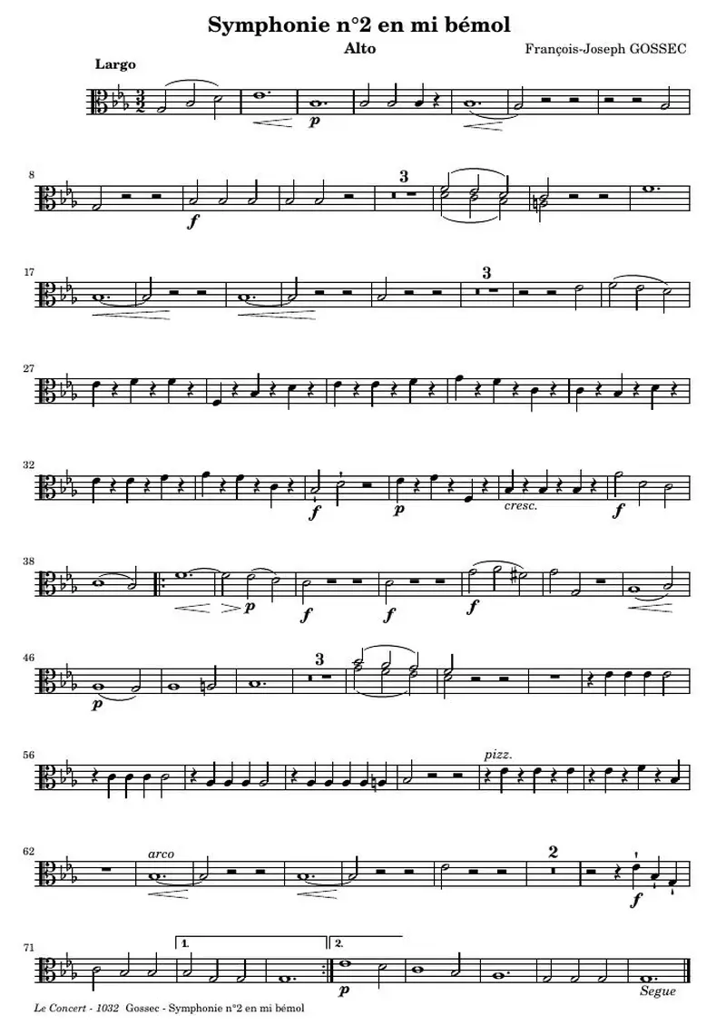 Первая страница нот «Symphonie n°2 — Alto»
