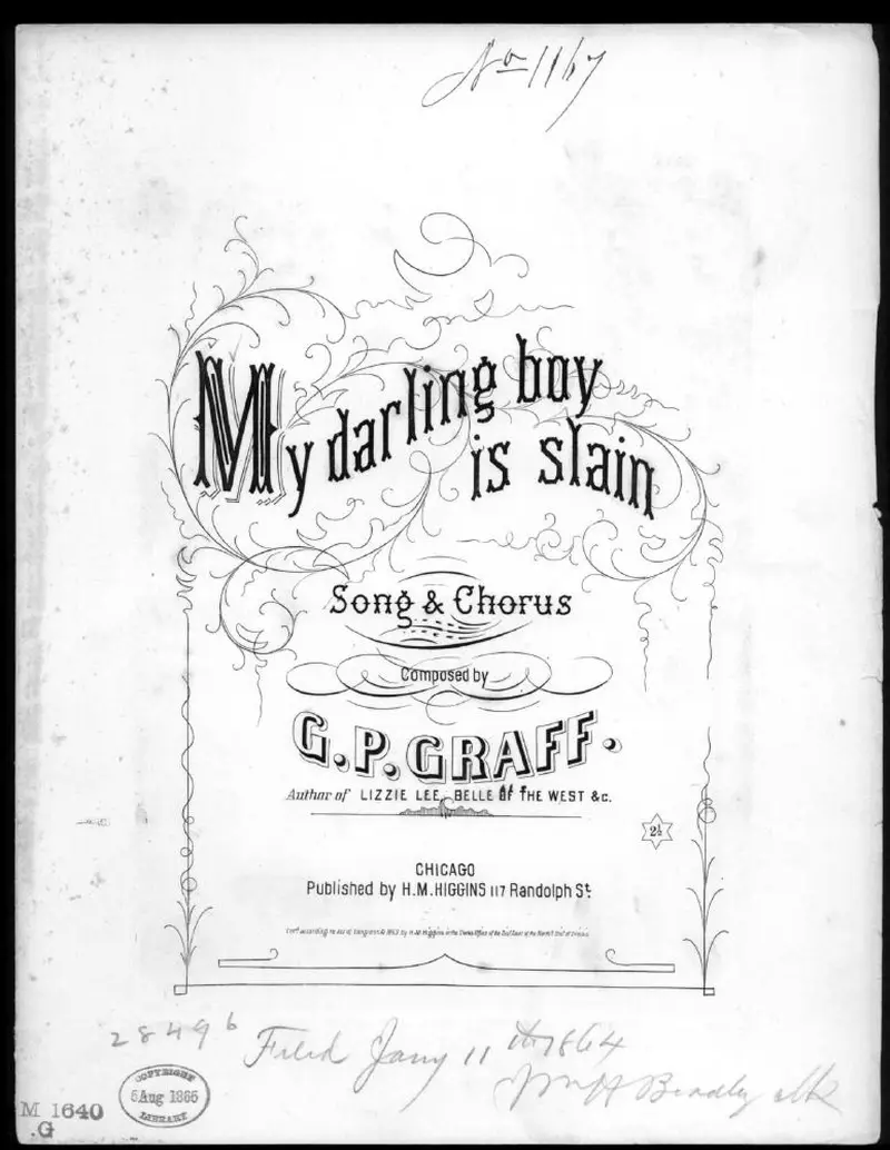 Первая страница нот «My darling boy is slain»