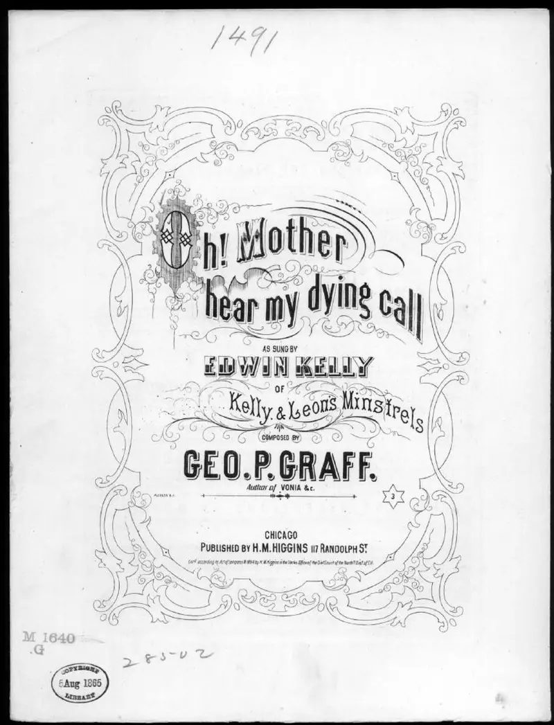 Первая страница нот «Oh mother hear my dying call!»