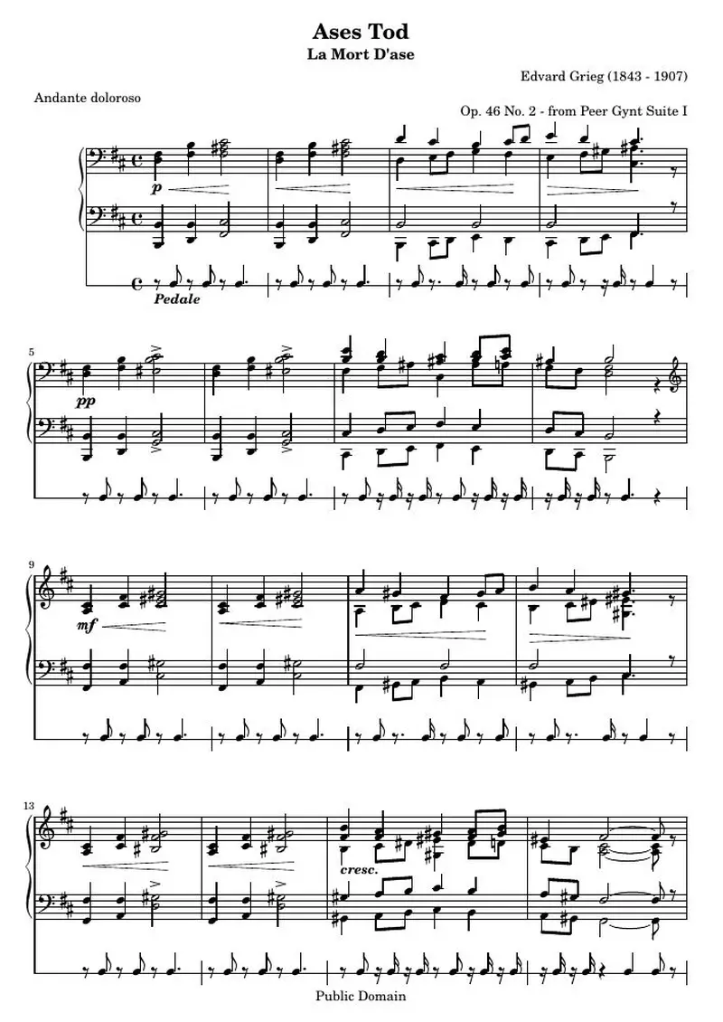 Первая страница нот «Ases Tod»