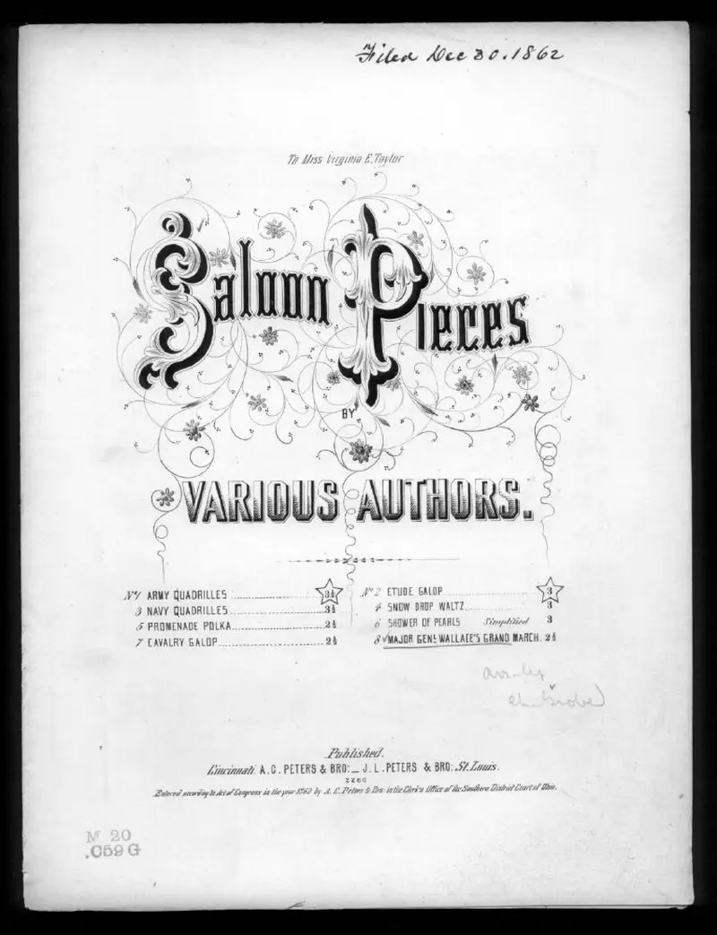 Первая страница нот «мажор Genl. Wallace's grand Марш»