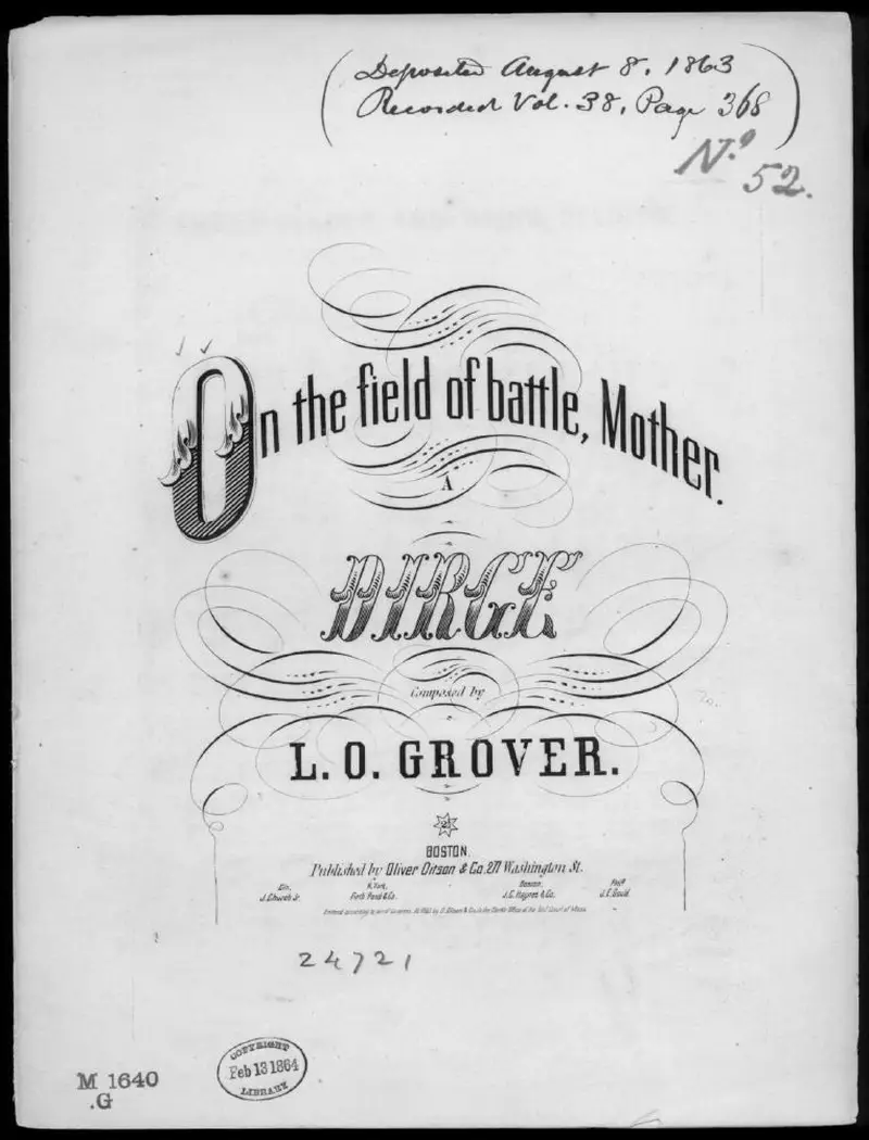 Первая страница нот «The Wounded and dying soldier (On the field of battle, mother)»