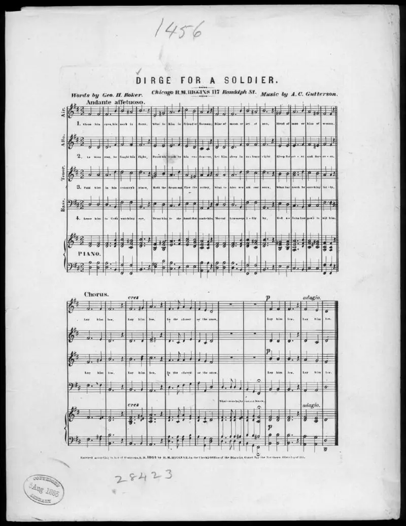 Первая страница нот «Dirge for a soldier»