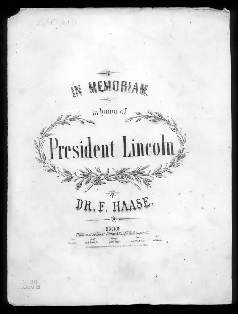 Первая страница нот «Funeral Марш, memoriam, honor of President Lincoln»