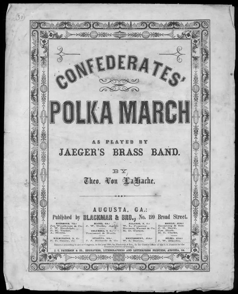 Первая страница нот «Confederates' polka Марш»