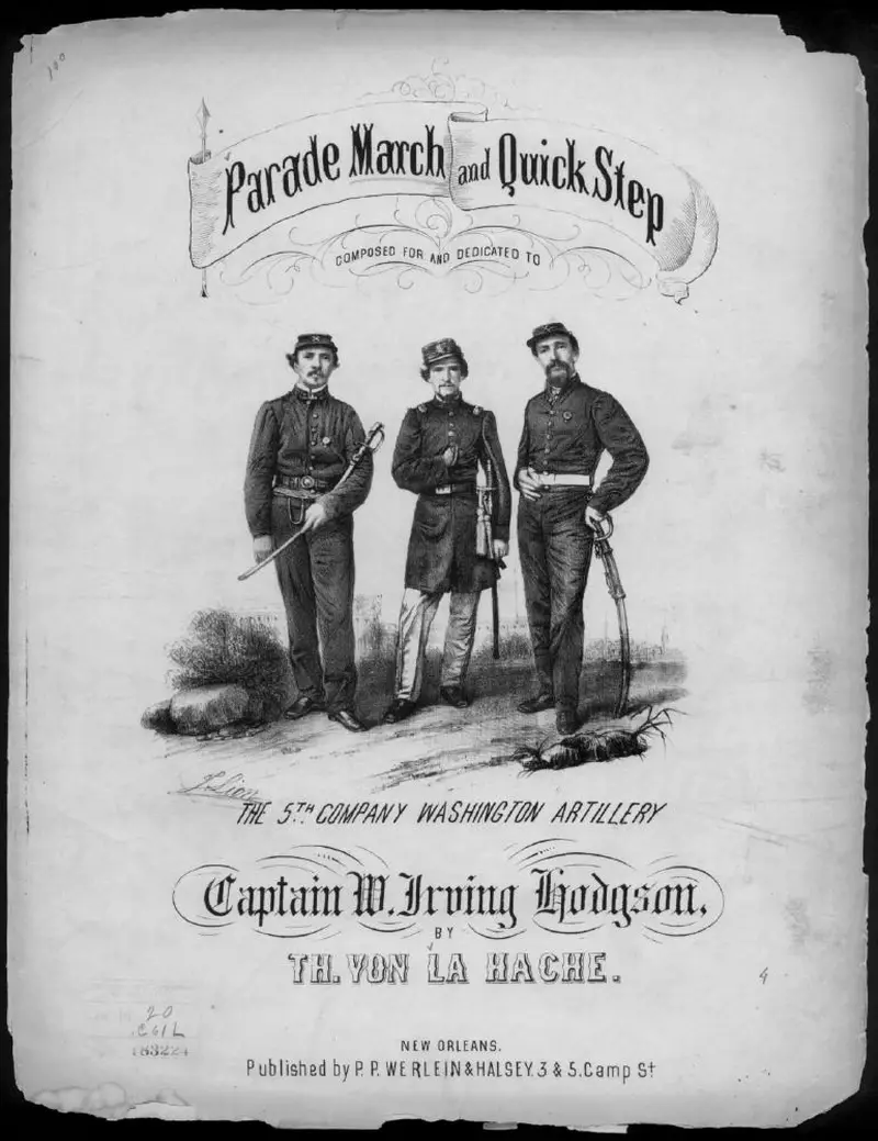 Первая страница нот «Grand parade Марш of the 5th Company Washington Artillery»