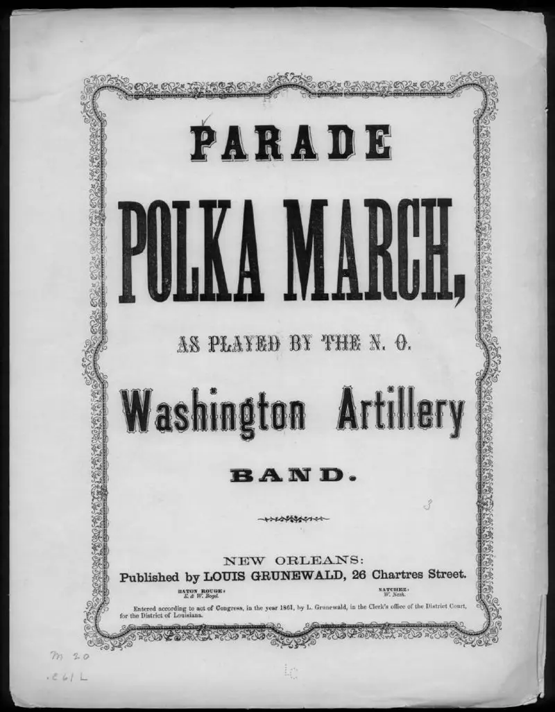 Первая страница нот «Parade polka Марш»