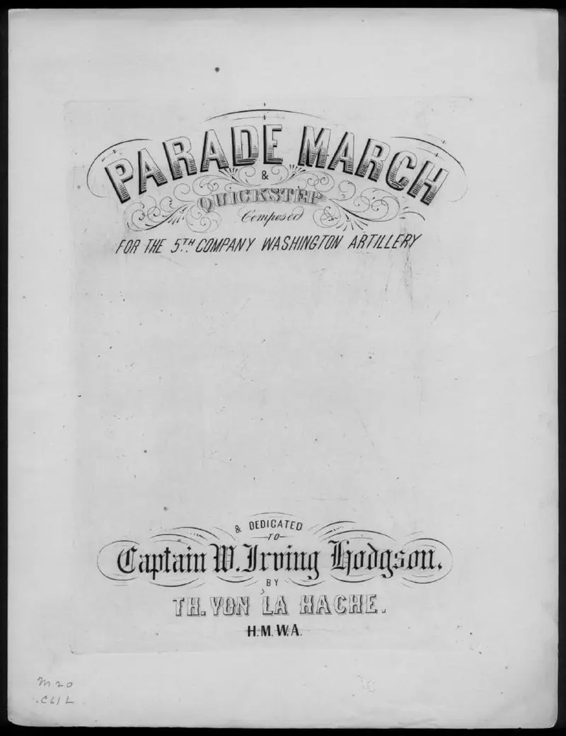 Первая страница нот «Quickstep of the 5th Company Washington Artillery»