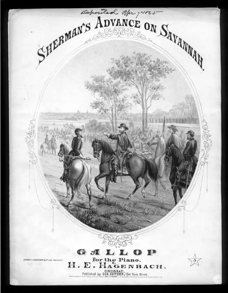 Первая страница нот «Sherman's advance on Savannah, gallop (sic)»