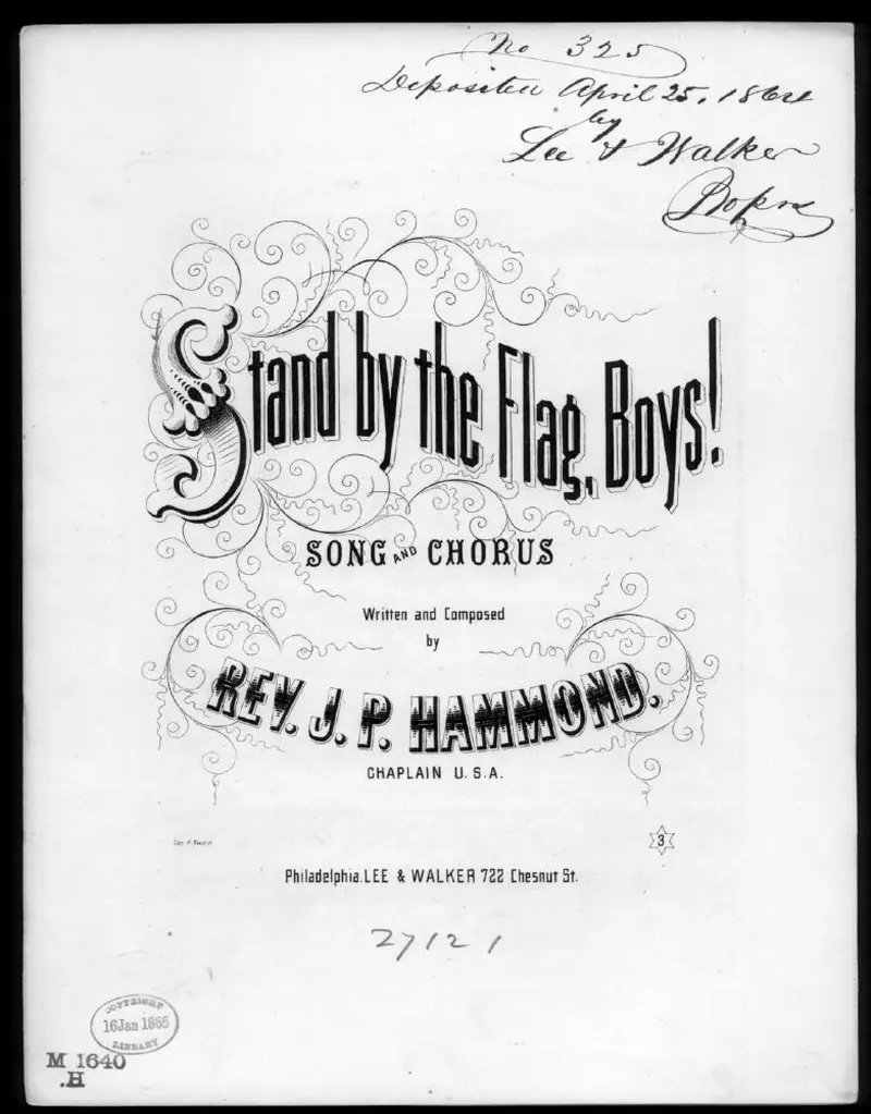 Первая страница нот «Stand by the flag boys»