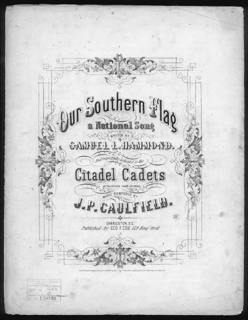 Первая страница нот «Our southern flag»