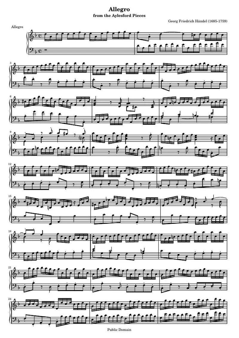 Первая страница нот «Allegro»