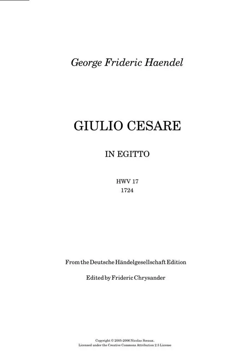 Первая страница нот «Giulio Cesare»