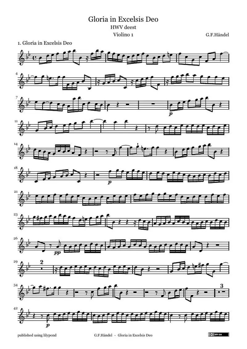 Первая страница нот «Gloria Excelsis Deo (HWV deest.) — GloriaInExcelsisDeo_Parts»