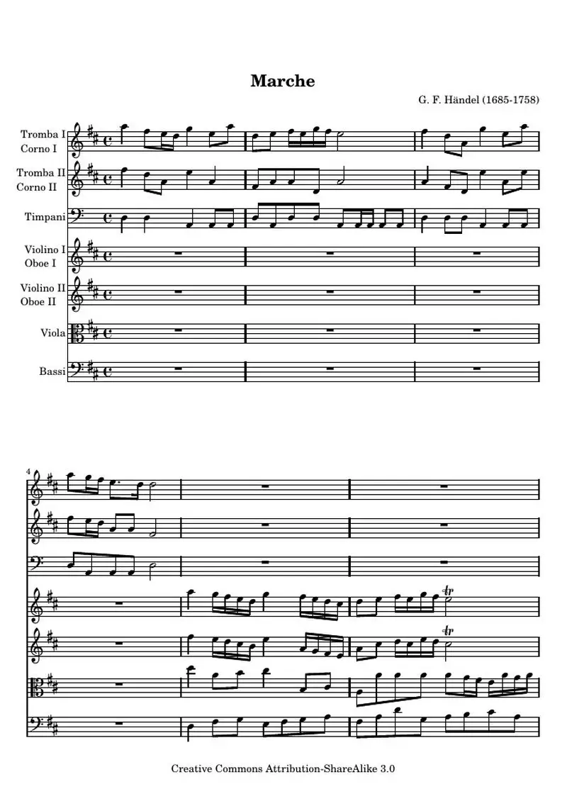 Первая страница нот «Марш from Deidamia»