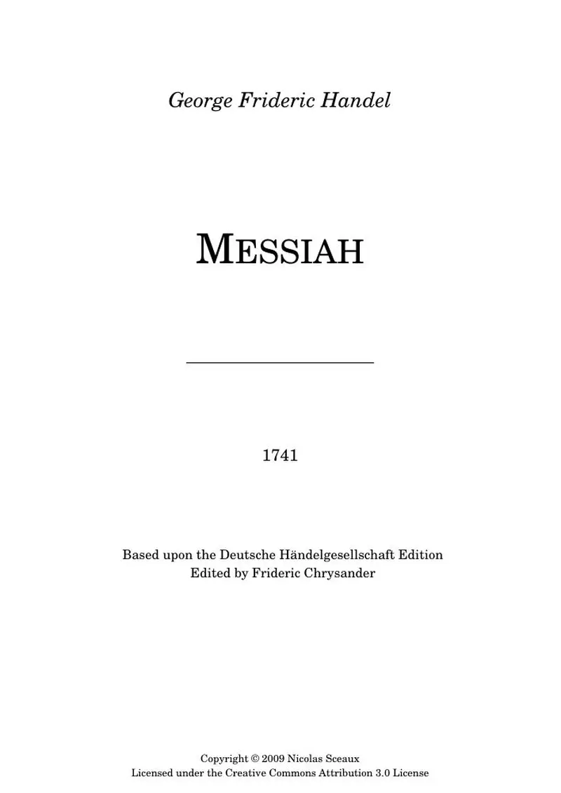 Первая страница нот «Messiah (HWV 56) — Messiah»