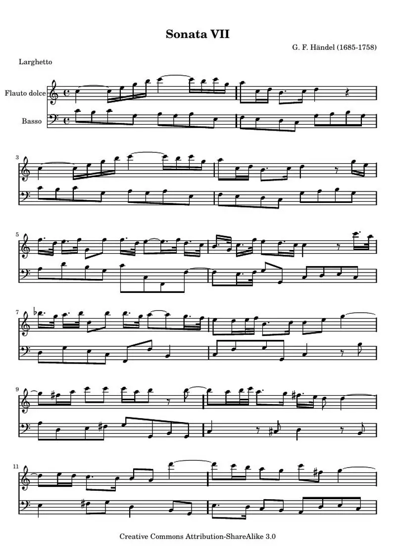 Первая страница нот «Соната VII, from соч. 1»