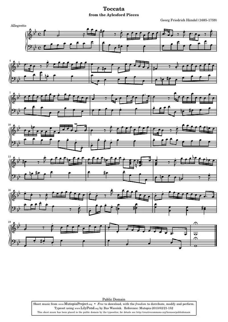 Первая страница нот «Toccata»