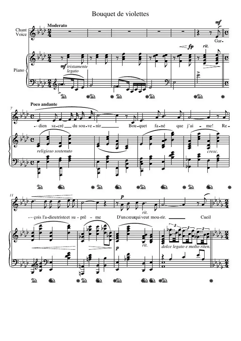 Первая страница нот «Bouquet de violettes»
