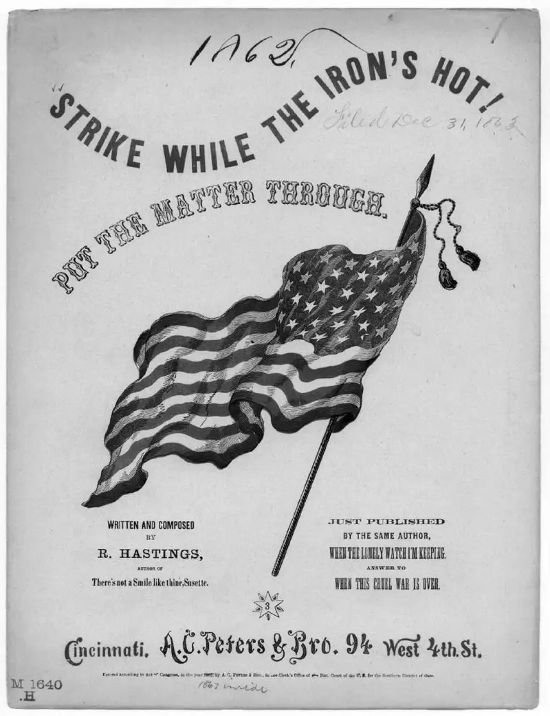 Первая страница нот «Strike while the iron's hot, put the matter through»