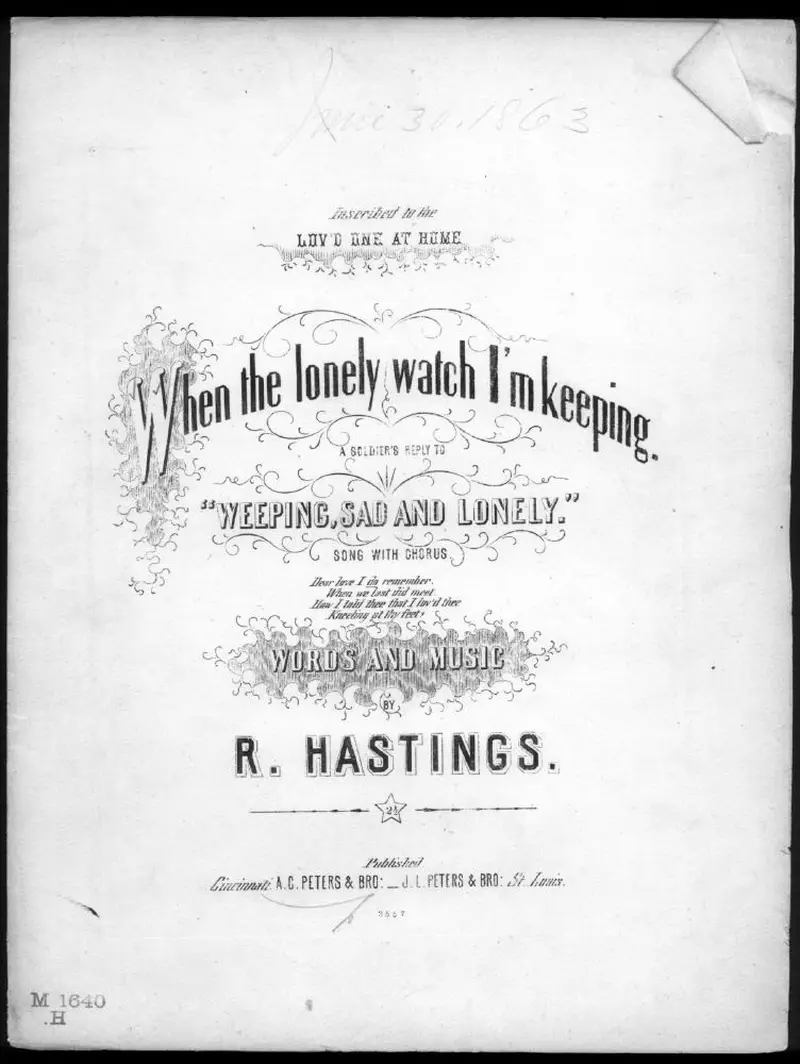 Первая страница нот «When the lonely watch I'm keeping»