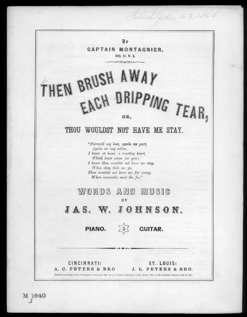 Первая страница нот «Then brush away each dripping tear»